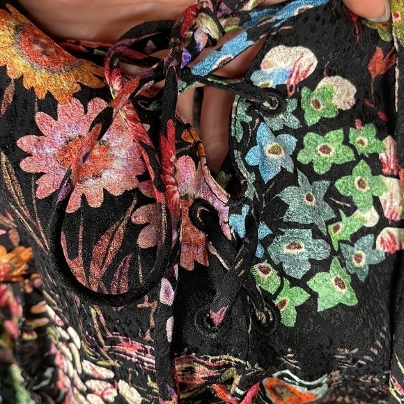 NWT Ted Baker Hendria Ruffle Trim Mini Dress Long Sleeve Floral Romantic Sz 0 XS - Picture 11 of 17